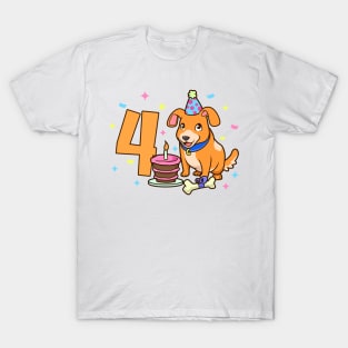 I am 4 with dog - kids birthday 4 years old T-Shirt